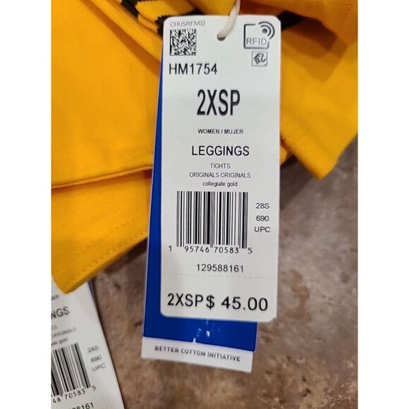 Adidas Orig Tights Womens /Girls Neuclassic High Waist Collegiate Gold 2XSP - Picture 10 of 10